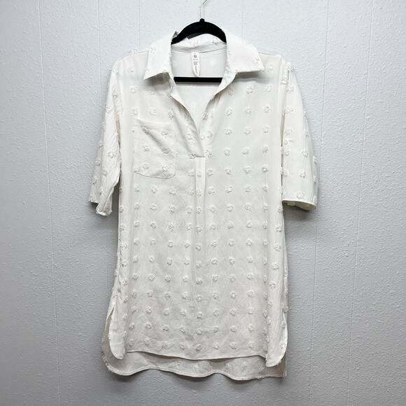 B Women's Large Dots Textured Beach Tunic Shirt Dress Womens Size Small Pullover - Picture 1 of 10